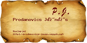 Prodanovics Jónás névjegykártya
